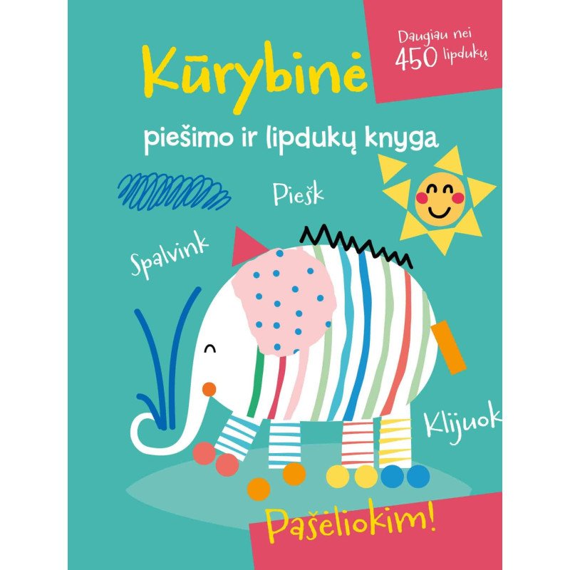 Kūrybinė piešimo ir lipdukų knyga. Dramblys