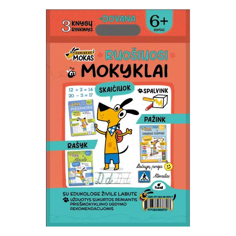 Šuniukas Mokas ruošiasi mokyklai 6+ (3 knygelių rinkinys + dovana)