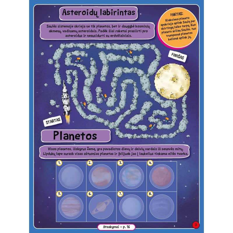 Žvaigždės ir planetos. Spalvink pagal skaičius