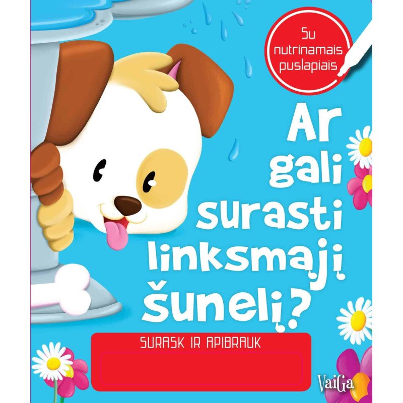 Ar gali surasti linksmąjį šunelį? Surask ir apibrauk. (su nutrinamais puslapiais)