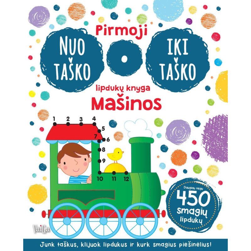 Pirmoji nuo taško iki taško lipdukų knyga. Mašinos