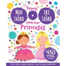 Pirmoji nuo taško iki taško lipdukų knyga. Princesės