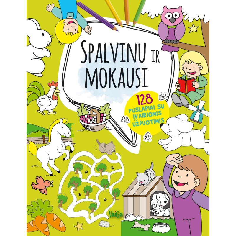 Spalvinu ir mokausi. 128 puslapiai su įvairiomis užduotimis
