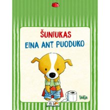 Šuniukas eina ant puoduko