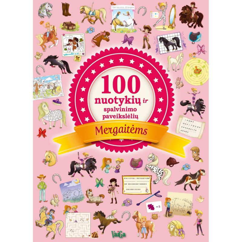 100 nuotykių ir spalvinimo paveikslėlių mergaitėms