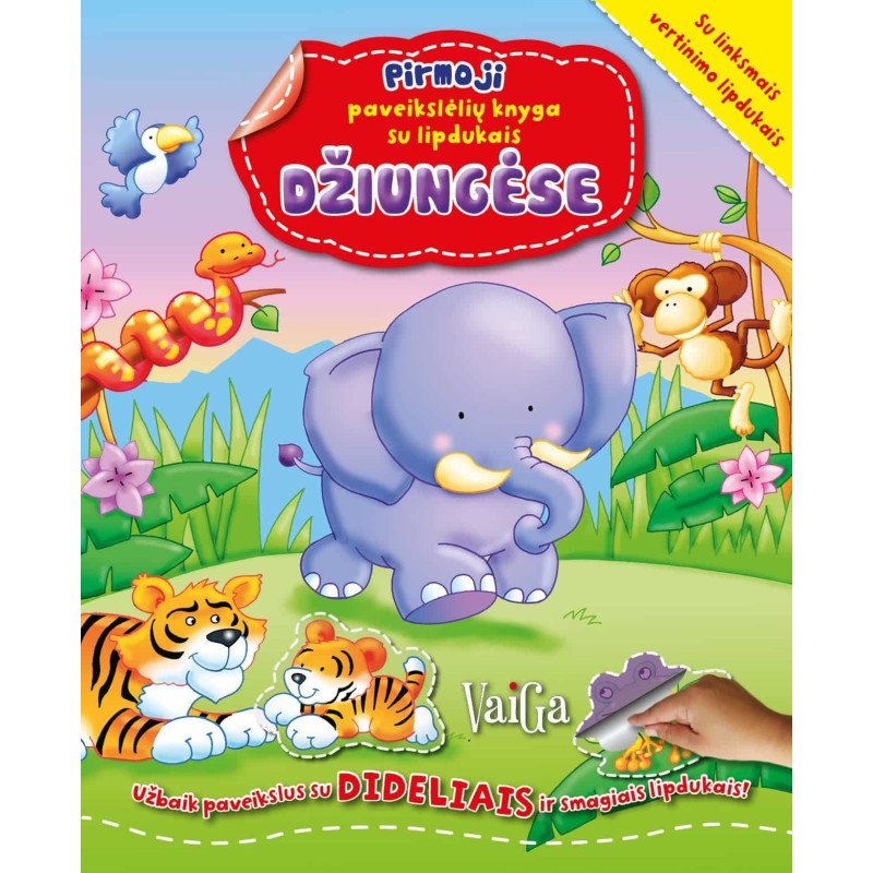 Džiunglėse. Pirmoji paveikslėlių knyga su lipdukais