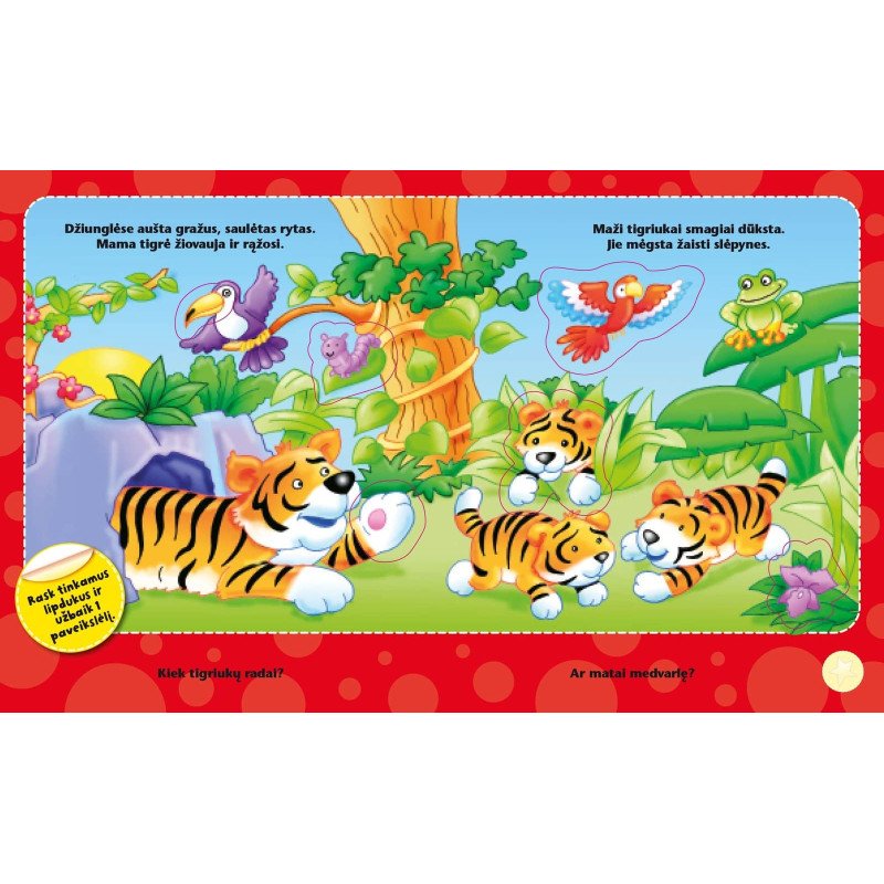 Džiunglėse. Pirmoji paveikslėlių knyga su lipdukais