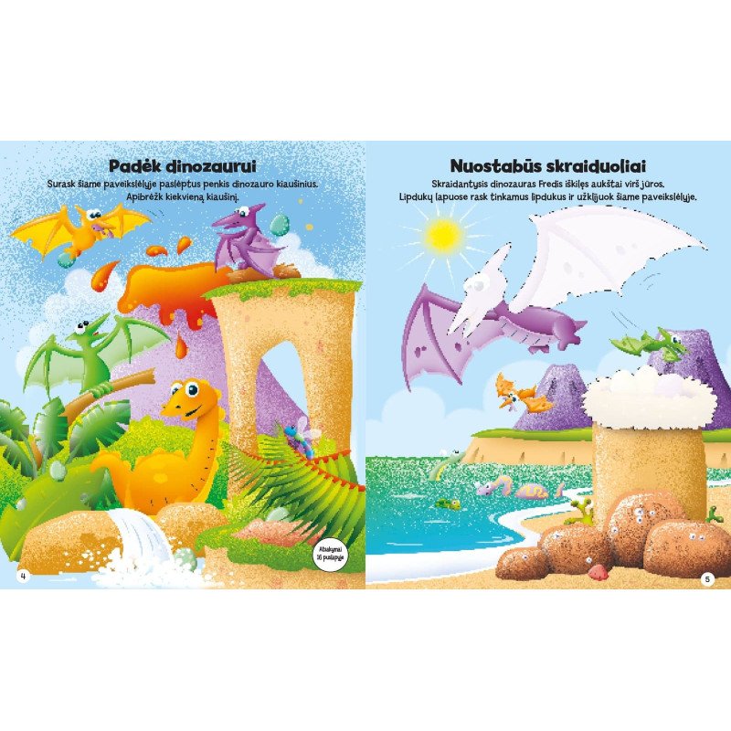 Šaunūs dinozaurai. Lipdukų knyga