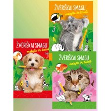 Žvėriškai smagu mokytis ir žaisti -Šuniukas + Kačiukas + Koalos. Trijų knygelių komplektas