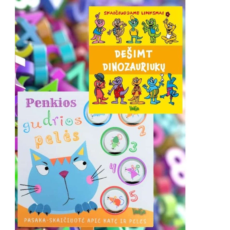 Dešimt dinozauriukų. Skaičiuojame linksmai +Penkios gudrios pelės.