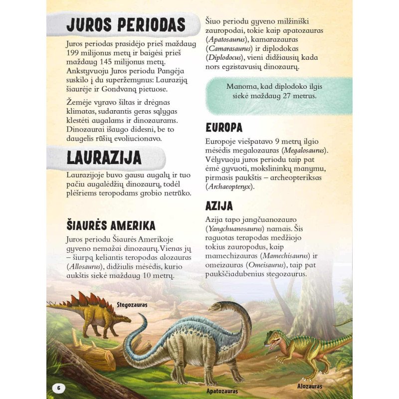 Tamsoje švytintys dinozaurai. Atlasas su lipdukais