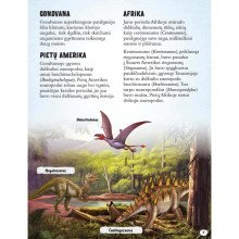 Tamsoje švytintys dinozaurai. Atlasas su lipdukais