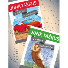 Junk taškus ir nupiešk transporto priemones + Junk taškus ir nupiešk miško gyvūnus. Dviejų knygelių komplektas