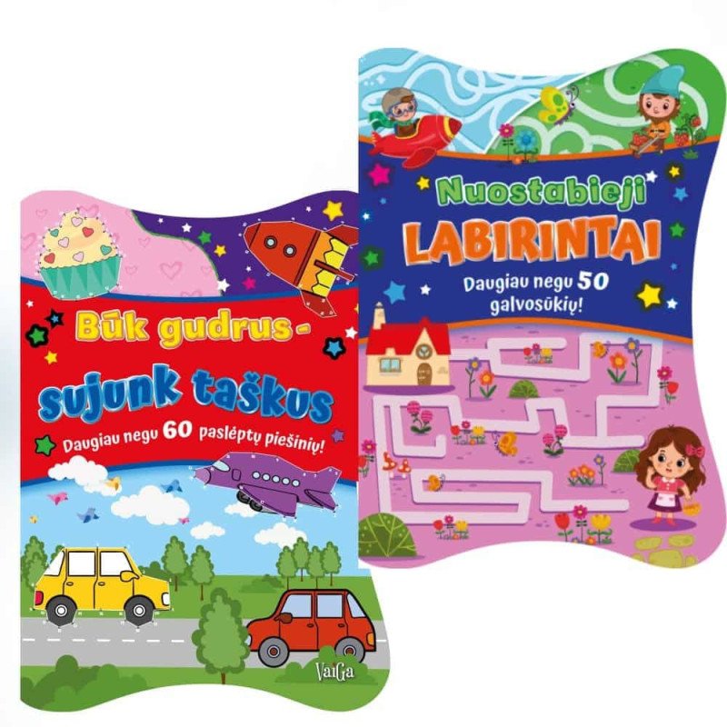 Būk gudrus – sujunk taškus + Nuostabieji labirintai. Dviejų knygelių komplektas