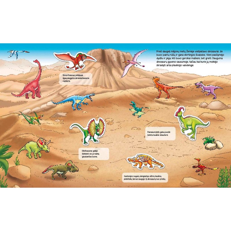 Dinozaurai. Knygelė su magnetukais