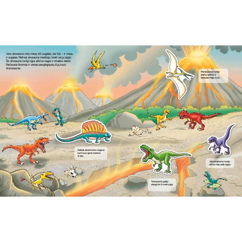 Dinozaurai. Knygelė su magnetukais