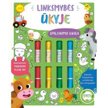 Linksmybės ūkyje. Spalvinimo knyga su dvipusiais flomasteriais