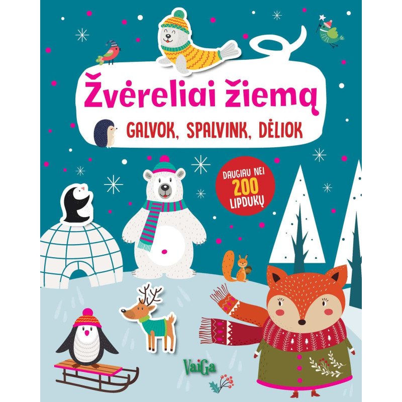 Žvėreliai žiemą. Galvok, spalvink, dėliok