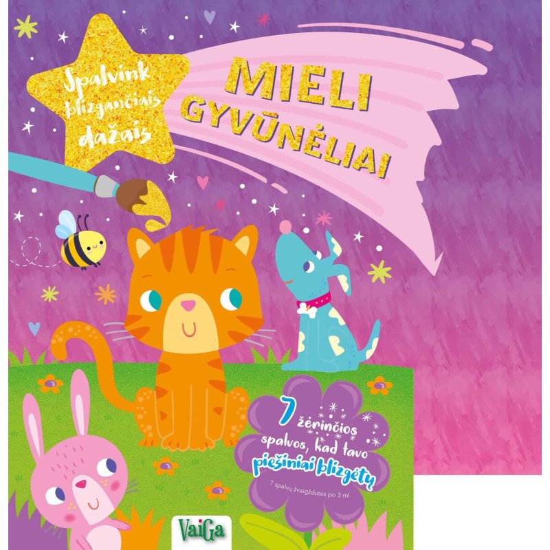 Mieli gyvūnėliai. Spalvink blizgančiais dažais