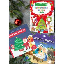 Linksmų Kalėdų! + Didžioji spalvinimo knyga. Kalėdos + Jėzaus gimimas. Trijų knygelių komplektas