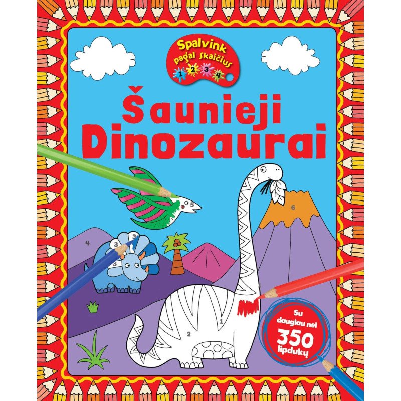 Spalvink pagal skaičius. Šaunieji dinozaurai