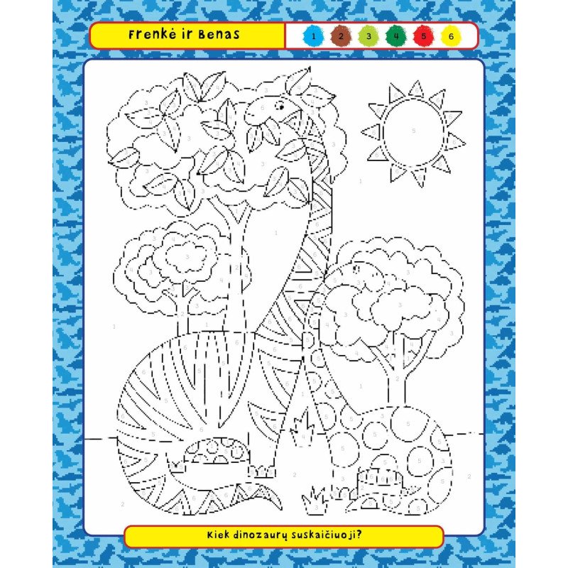 Spalvink pagal skaičius. Šaunieji dinozaurai