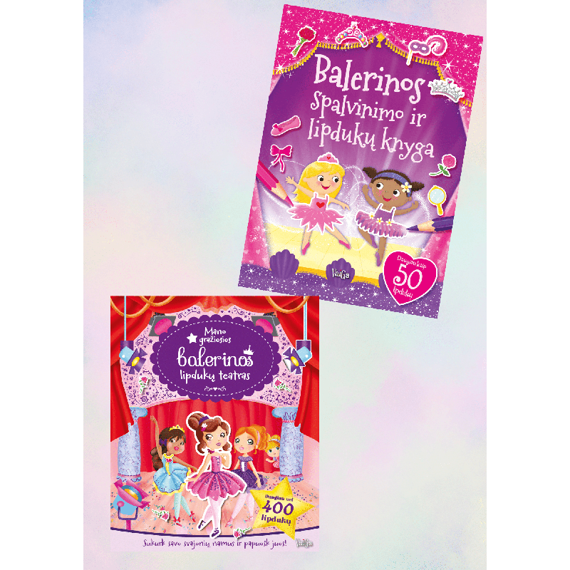 Balerinos. Spalvinimo ir lipdukų knyga + Mano gražiosios balerinos lipdukų teatras. Dviejų knygelių komplektas
