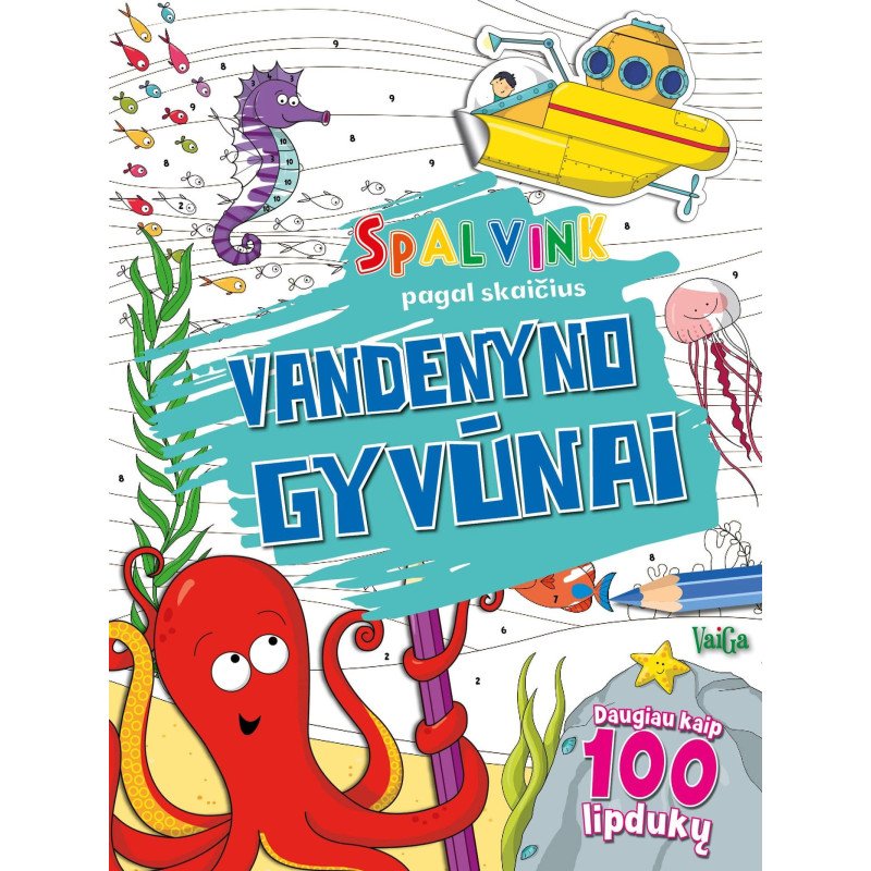 Vandenyno gyvūnai. Spalvink pagal skaičius