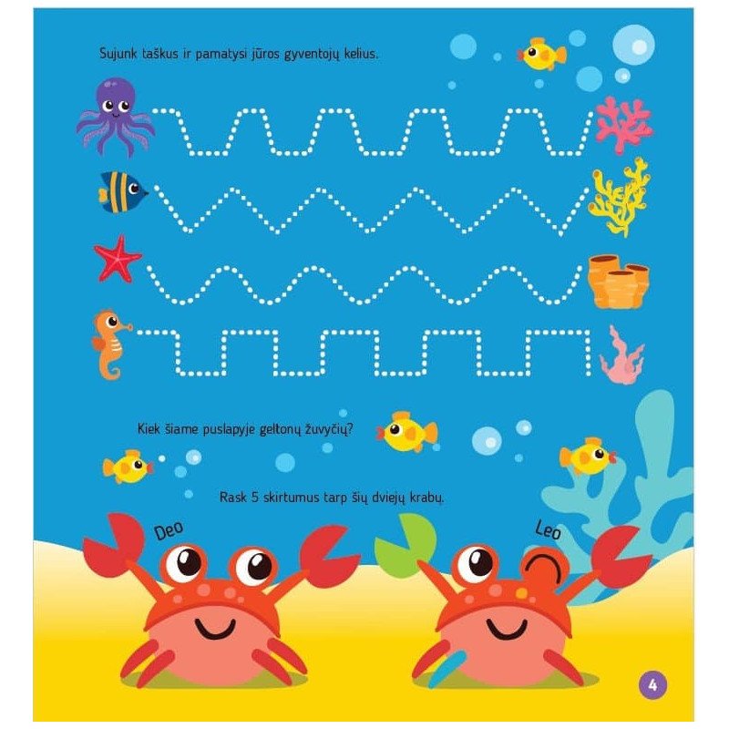 Mažoji rankelė mokosi rašyti. Skaičiai, labirintai ir skirtumų paieška