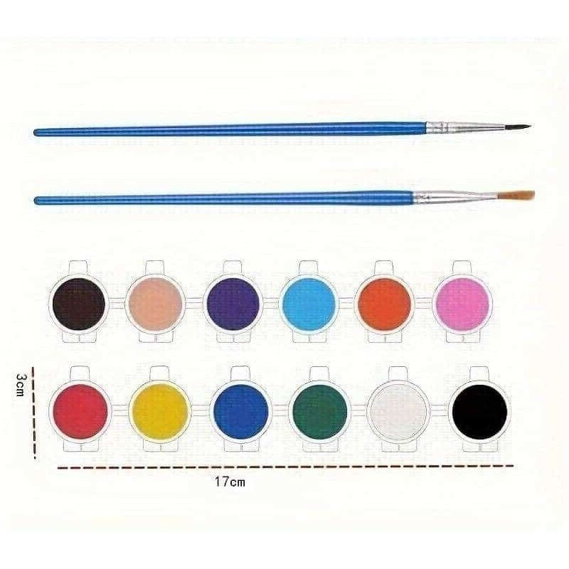 12 spalvų akvareliniai guašiniai dažai