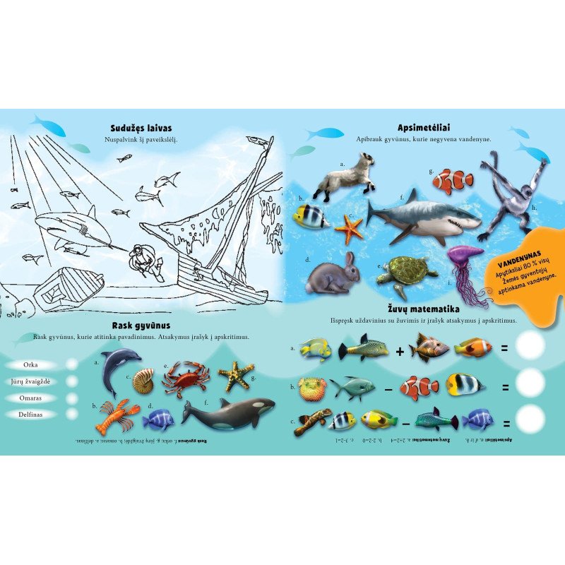 Jūros gelmėse. Lipdukų ir veiklos knyga