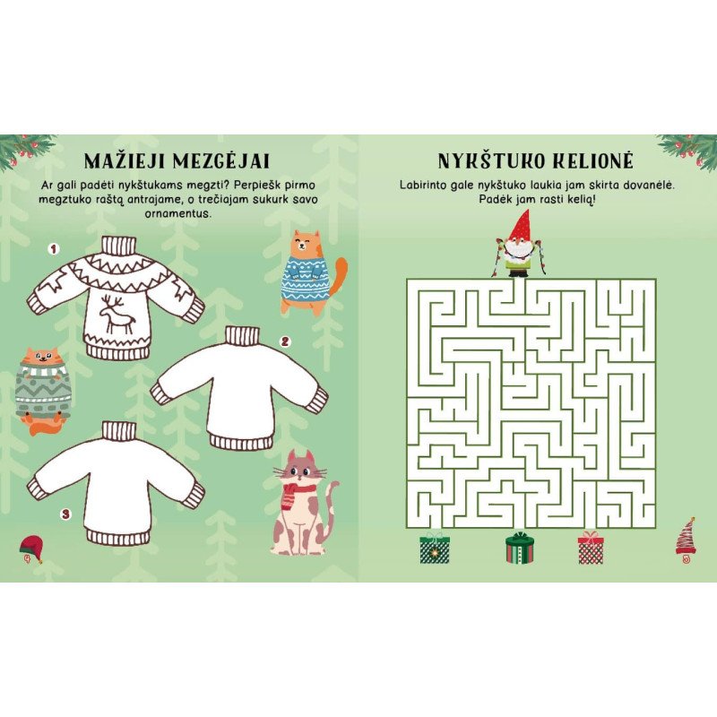 Žiemiškos nykštukų linksmybės. Galvok, spalvink, dėliok