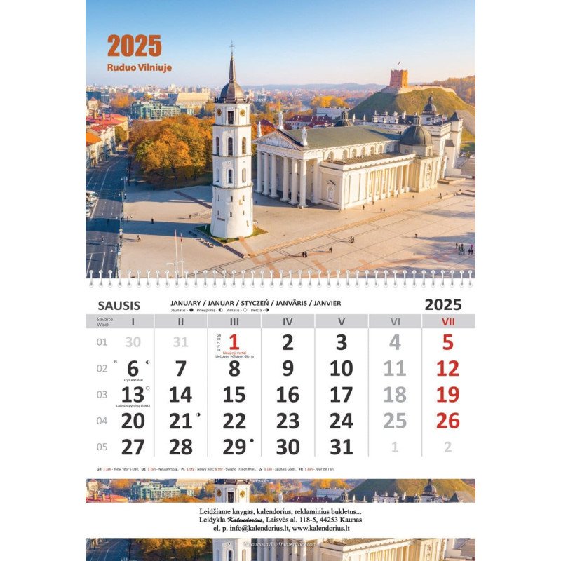 Sieninis kalendorius 2025 m. Ruduo Vilniuje (1mėn.)