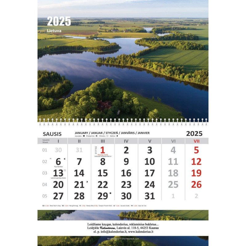 Sieninis kalendorius 2025 m. Ruduo Vilniuje (1mėn.)