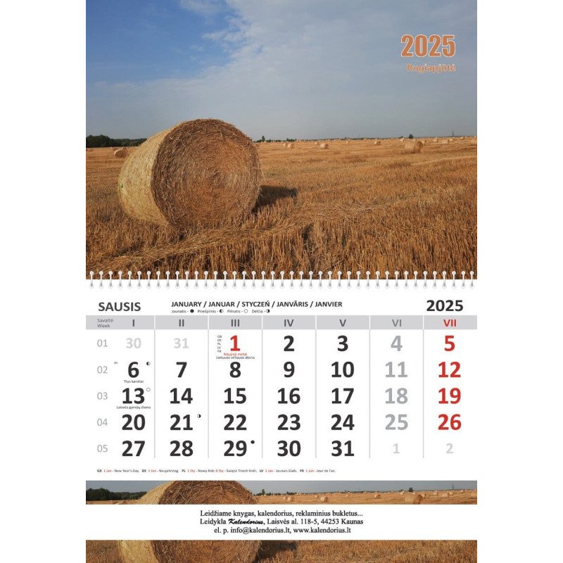 Sieninis kalendorius 2025 m. Ruduo Vilniuje (1mėn.)
